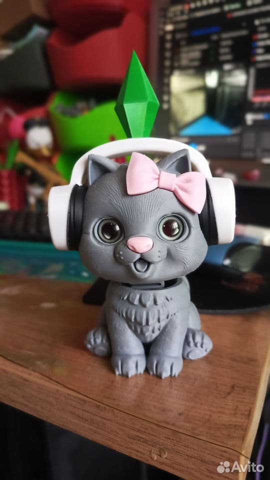 Кот с пружинкой — мемный бобблхед 3D