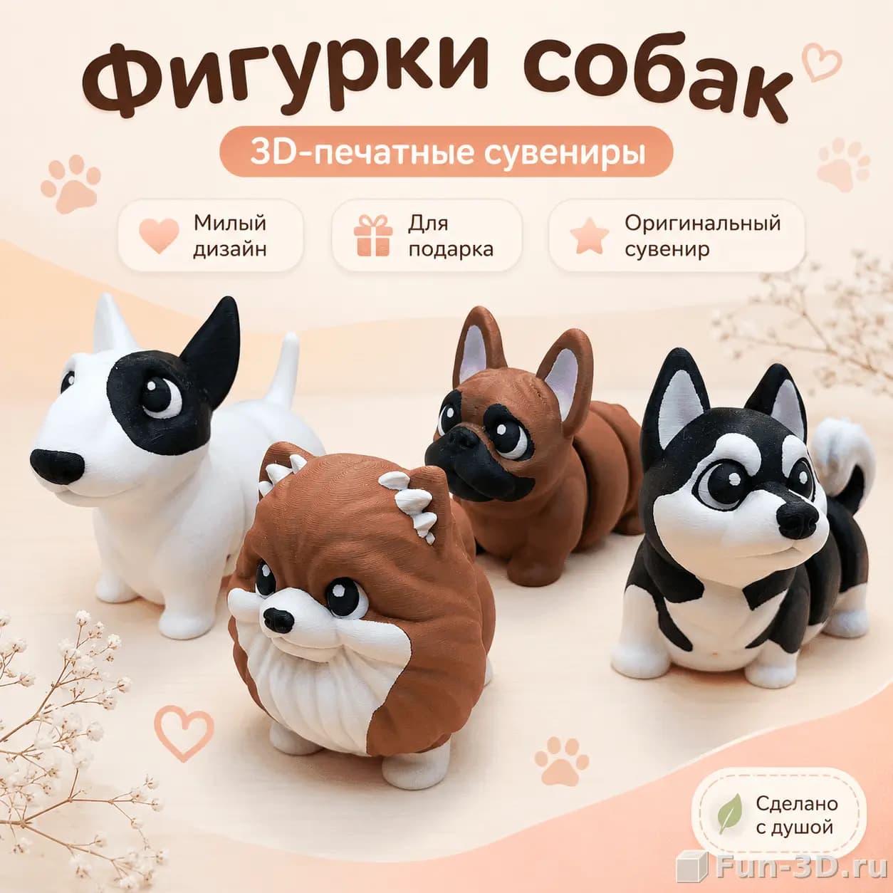 Фигурки собак 3D
